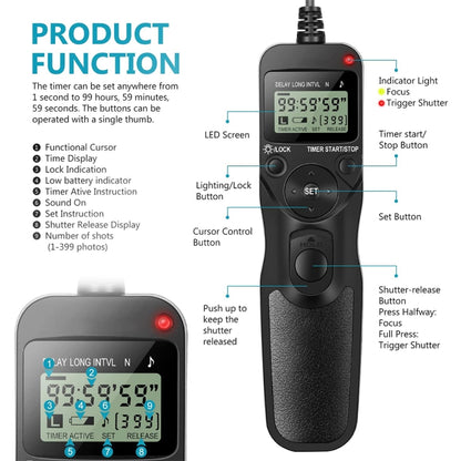 Aputure AP-TR3N LCD Timer Remote Cord for Nikon D5100，D3100, D7000, D5000, D90 - Camera Accessories by Aputure | Online Shopping UK | buy2fix