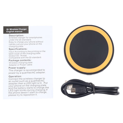 Universal QI Standard Round Wireless Charging Pad (Black + Orange) - Wireless Charger by buy2fix | Online Shopping UK | buy2fix