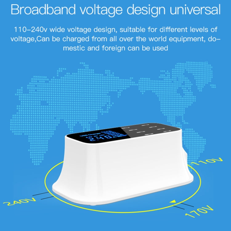 YC-CDA19A 8-port USB Multi-function 40W Intelligent Digital Display Fast Charging Dock, US Plug - Multifunction Charger by buy2fix | Online Shopping UK | buy2fix