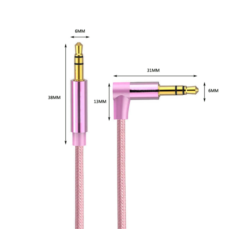 AV01 3.5mm Male to Male Elbow Audio Cable, Length: 50cm(Rose Gold) - Aux Cable by buy2fix | Online Shopping UK | buy2fix
