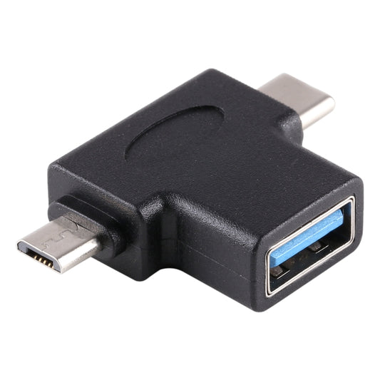 Multi-function USB 3.0 Female & USB-C / Type-C Male & Micro USB Male T-shape OTG Adapter - OTG Adapter by buy2fix | Online Shopping UK | buy2fix