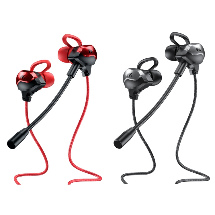 WK ET-Y30 ET Series 3.5mm Elbow In-ear Wired Wire-control Gaming Earphone with Microphone (Black) - Normal Style Earphone by WK | Online Shopping UK | buy2fix