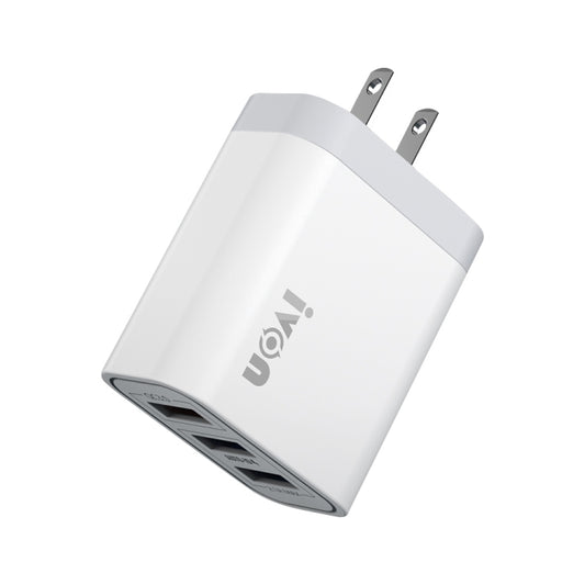 IVON AD37 5A QC 3.0 Three USB Port Travel Charger, US Plug - USB Charger by IVON | Online Shopping UK | buy2fix