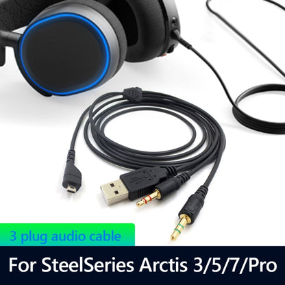 ZS0224 3-Prong Headphone Audio Cable for SteelSeries Arctis 3 / 5 / 7 / Pro (Black) - Headset Accessories by buy2fix | Online Shopping UK | buy2fix