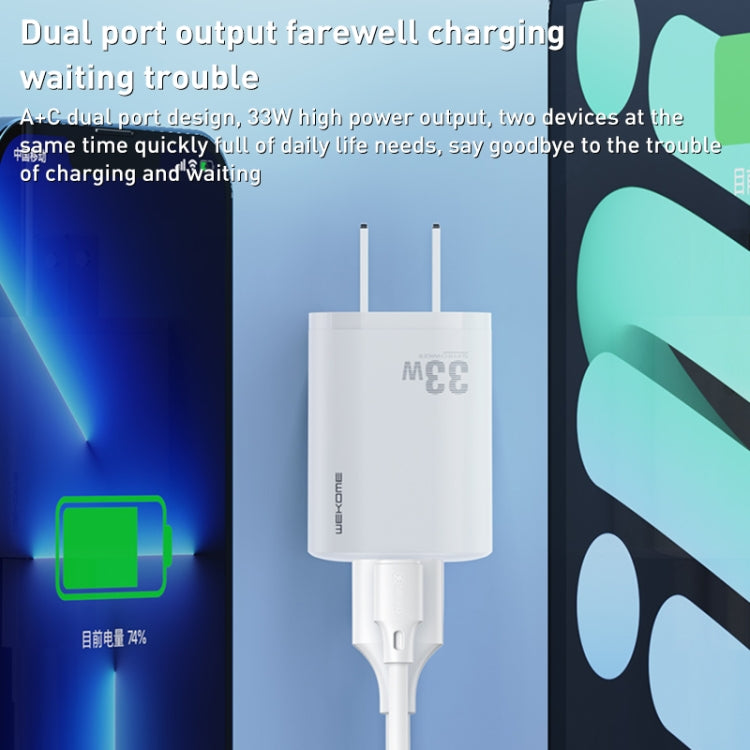 WK WP-U140 33W Power Series USB+USB-C/Type-C Fast Charger, Specifications: UK Plug(White) - Apple Accessories by WK | Online Shopping UK | buy2fix