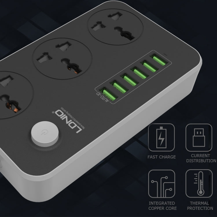 LDNIO SC3604 6 x USB Ports Multi-function Travel Home Office Socket, Cable Length: 2m, US Plug - Extension Socket by LDNIO | Online Shopping UK | buy2fix