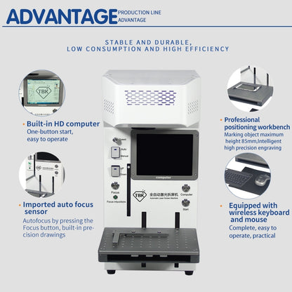 TBK-958A 220V Automatic Laser Cutting Machine Back Glass Remover Laser Separating Engraving Marking Machine - Laser Machines by TBK | Online Shopping UK | buy2fix