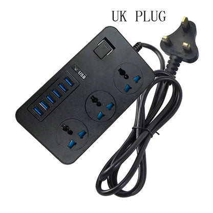 T09 3000W High Power Multi-Function Plug-in 3-Hole International Universal Jack + 6 USB Intelligent Charging UK PLUG - Consumer Electronics by buy2fix | Online Shopping UK | buy2fix