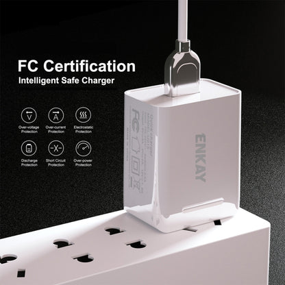 ENKAY Hat-Prince U008-1 10.5W 2.1A Dual USB Charging US Plug Travel Power Adapter With 2.1A 1m Type-C Cable - Mobile Accessories by ENKAY | Online Shopping UK | buy2fix