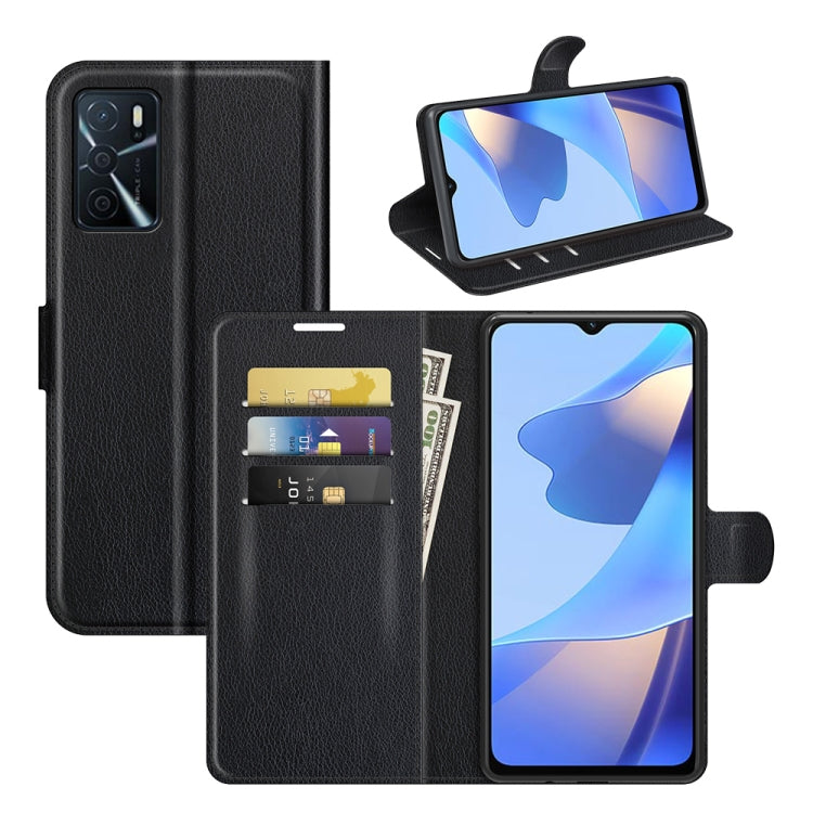 For OPPO A16 Litchi Texture Horizontal Flip Protective Case with Holder & Card Slots & Wallet(Black) - OPPO & vivo Accessories by buy2fix | Online Shopping UK | buy2fix