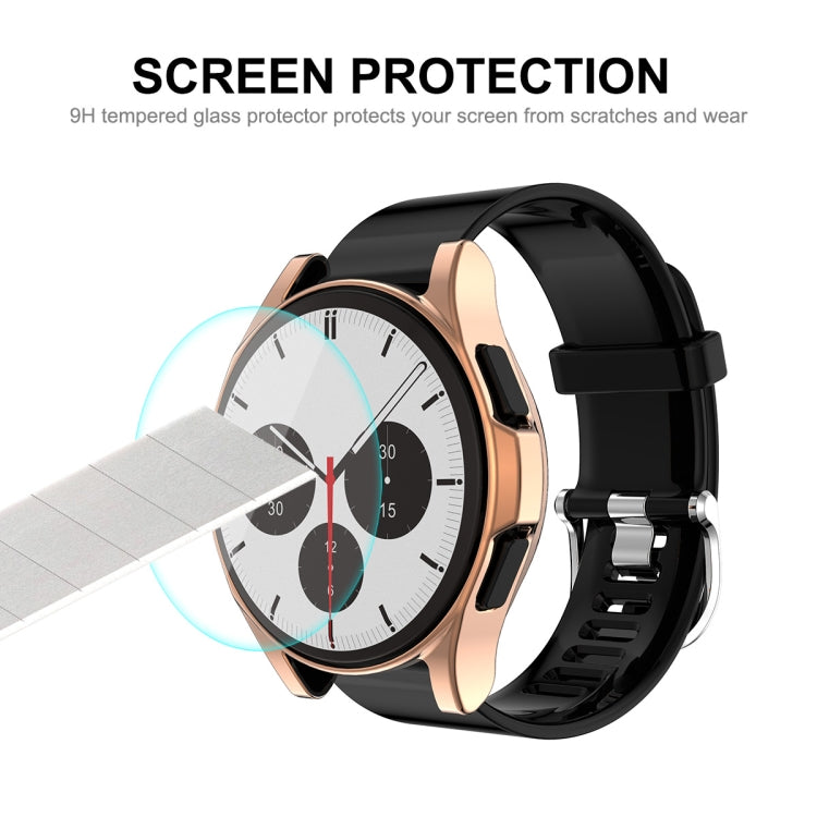 For Samsung Galaxy Watch4 Classic 46mm ENKAY Hat-Prince Full Coverage Electroplate Soft Case TPU HD Clear Cover + Tempered Glass Protector(Silver) - Smart Wear by ENKAY | Online Shopping UK | buy2fix