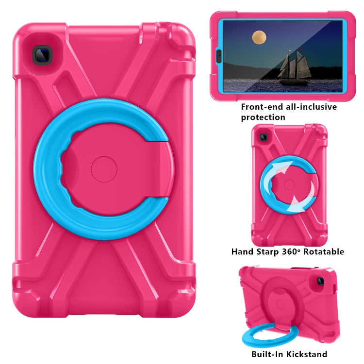 For Galaxy Tab A7 Lite T220/T225 PC + Silicone Shockproof Combination Case with 360 Degree Rotating Holder & Handle(Rose Red+Blue) - Tab A7 Lite T220 / T225 by buy2fix | Online Shopping UK | buy2fix