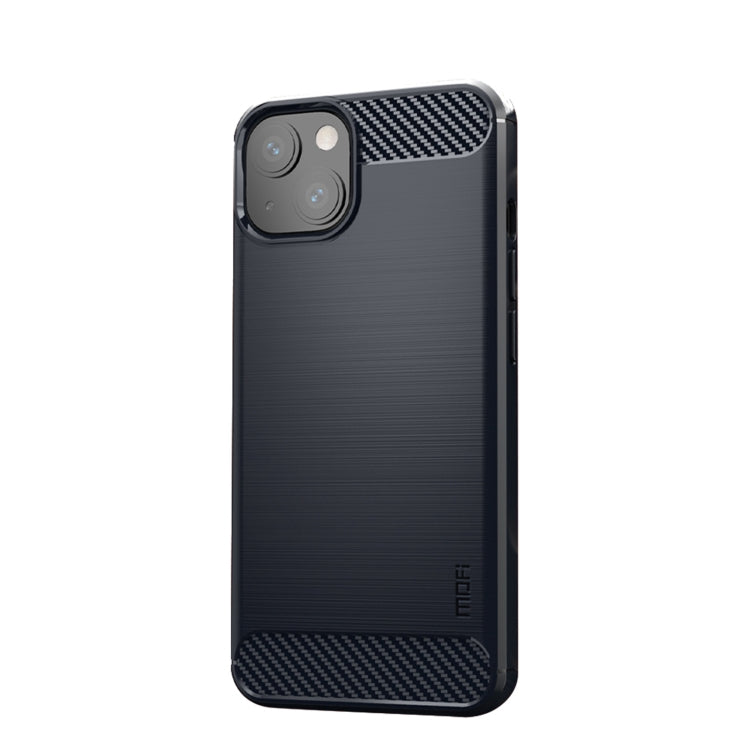 For iPhone 13 MOFI Gentleness Series Brushed Texture Carbon Fiber Soft TPU Case (Blue) - iPhone 13 Cases by MOFI | Online Shopping UK | buy2fix