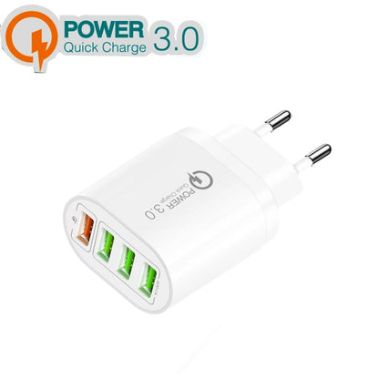 QC-04 QC3.0 + 3 x USB 2.0 Multi-ports Charger for Mobile Phone Tablet, EU Plug(White) - Mobile Accessories by buy2fix | Online Shopping UK | buy2fix