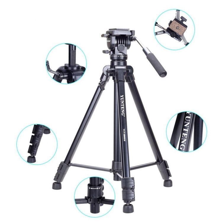 YUNTENG VCT-880 Aluminum Alloy Tripod Mount with Three-Dimensional Tripod Head - Camera Accessories by buy2fix | Online Shopping UK | buy2fix