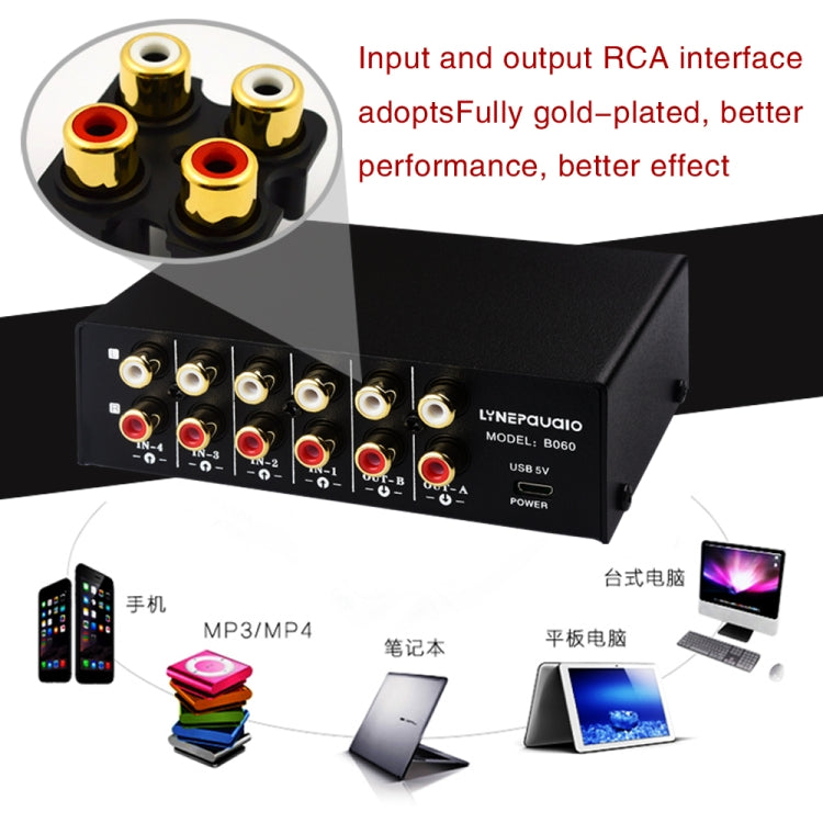 4 In 2 Out / 2 In 4 Out RCA Audio Signal Selector Switch Device with Remote Control - Consumer Electronics by buy2fix | Online Shopping UK | buy2fix