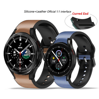 For Samsung Galaxy Watch 4 40mm 20mm Silicone Pasted Leather Watch Band(Dark Brown) - Smart Wear by buy2fix | Online Shopping UK | buy2fix