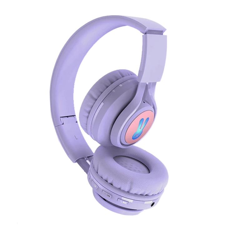 BT06C+ Children Head-mounted Cute Wireless Bluetooth Headset with Microphone & LED Light(Purple) - Apple Accessories by buy2fix | Online Shopping UK | buy2fix