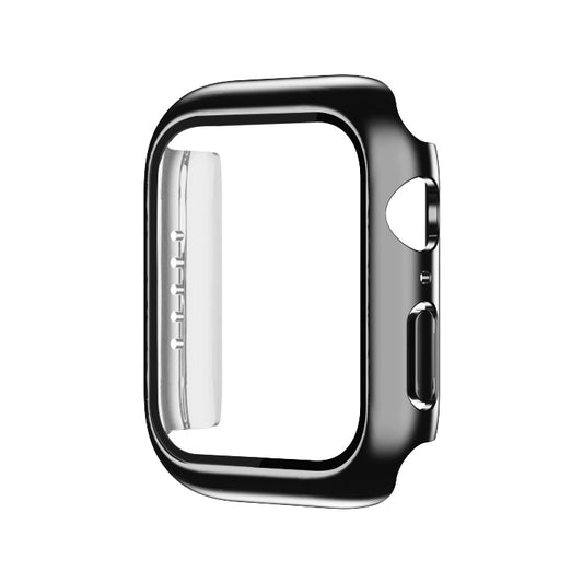 Electroplating Monochrome PC+Tempered Film Watch Case For Apple Watch Series 6/5/4/SE 44mm(Black) - Watch Cases by buy2fix | Online Shopping UK | buy2fix