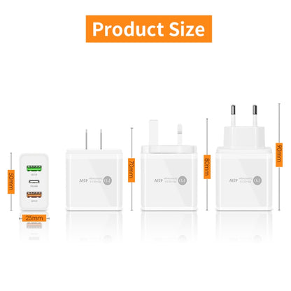 45W PD25W + 2 x QC3.0 USB Multi Port Charger with USB to Type-C Cable, UK Plug(White) - Mobile Accessories by buy2fix | Online Shopping UK | buy2fix