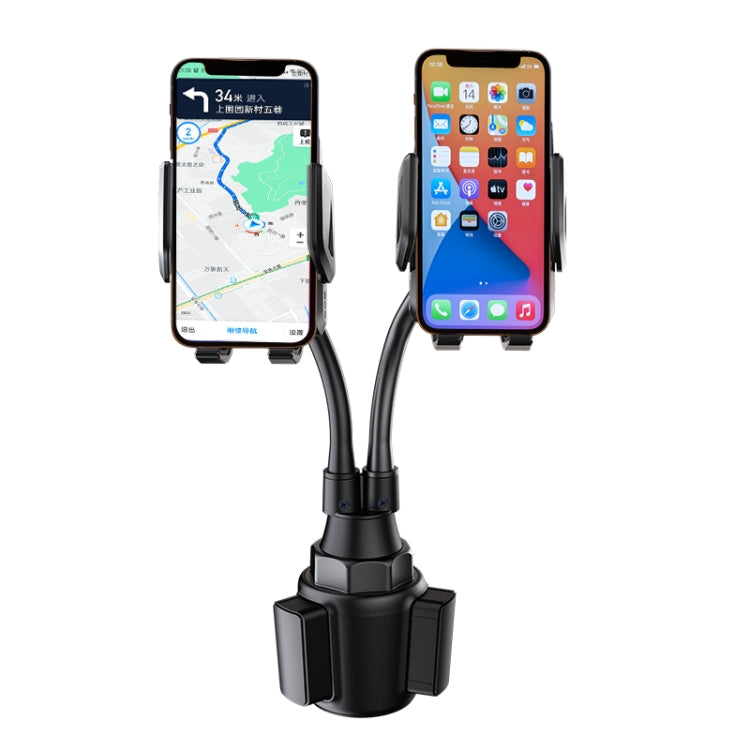 A080+X908 Car Cup Double Mobile Phone Holder Mount Adjustable Cradle Bracket - In Car by buy2fix | Online Shopping UK | buy2fix