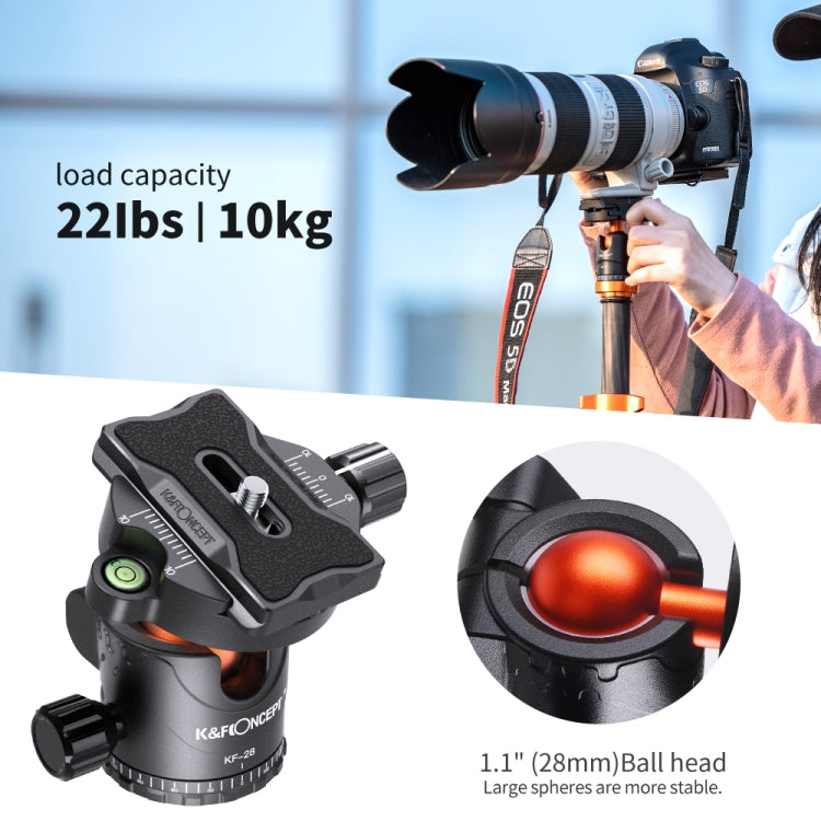 K&F CONCEPT KF09.093V1 67 inch Carbon Monopod Camera Tripod with 360 Degree Ball Head - Camera Accessories by K&F | Online Shopping UK | buy2fix