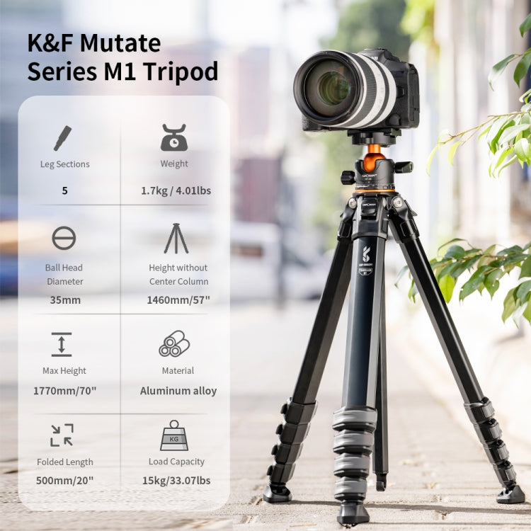 K&F CONCEPT KF09.105 Lightweight Travel Tripod Compact Flexible Vlog Tripod - Camera Accessories by K&F | Online Shopping UK | buy2fix