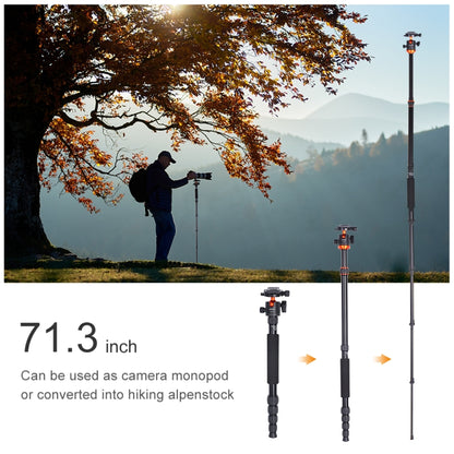 K&F CONCEPT KF09.083V1 Camera Tripod Professional Portable Travel Alloy 5-Sections Tripod Stand - Camera Accessories by K&F | Online Shopping UK | buy2fix