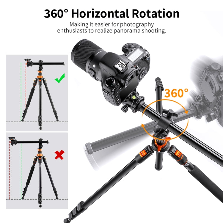 K&F CONCEPT KF09.087V4 Camera Tripods Aluminum Travel Vlog Tripod Monopod with 360 Degree Panorama Ball Head - Camera Accessories by K&F | Online Shopping UK | buy2fix