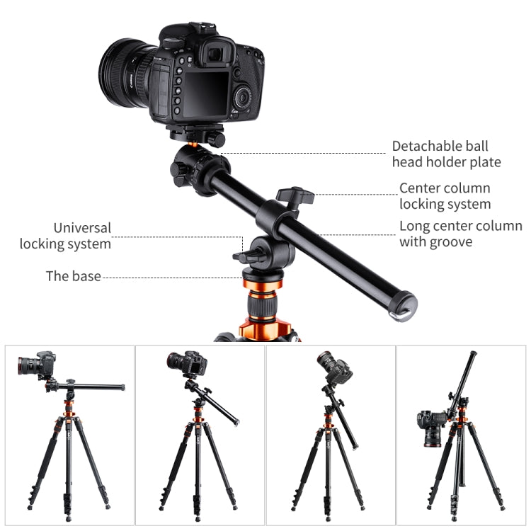 K&F CONCEPT KF09.087V4 Camera Tripods Aluminum Travel Vlog Tripod Monopod with 360 Degree Panorama Ball Head - Camera Accessories by K&F | Online Shopping UK | buy2fix