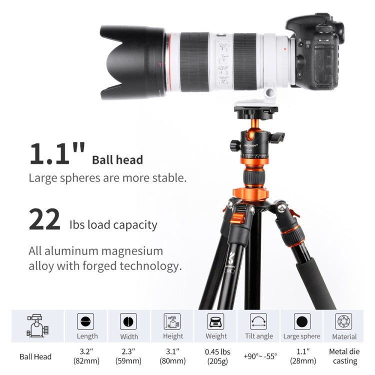 K&F CONCEPT KF31.023V3 360 Degree Rotating Panoramic Metal Tripod Ball Head with 1/4 Inch Quick Release Plate - Other Accessories by K&F | Online Shopping UK | buy2fix