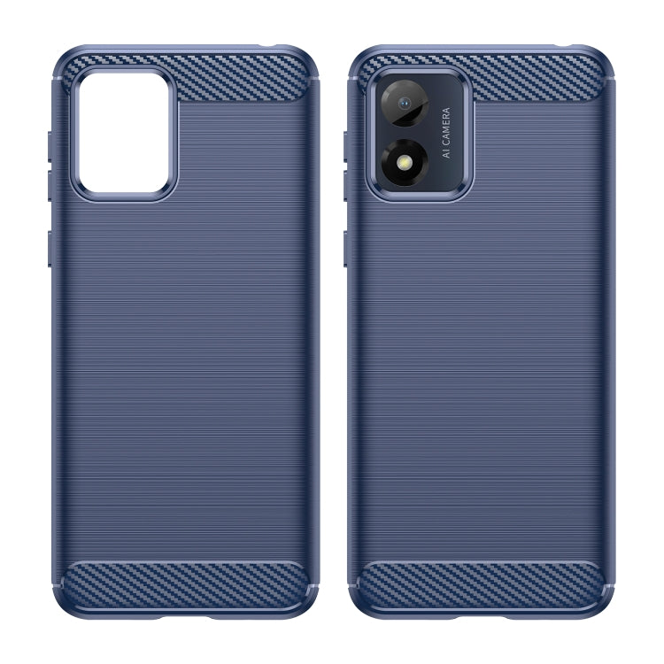 For Motorola Moto E13 Brushed Texture Carbon Fiber TPU Phone Case(Blue) - Motorola Cases by buy2fix | Online Shopping UK | buy2fix