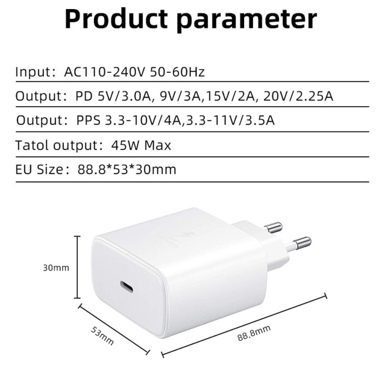 M135 45W USB-C / Type-C Port Fast Charger with 5A Type-C to Type-C Cable, EU Plug(Black) -  by buy2fix | Online Shopping UK | buy2fix