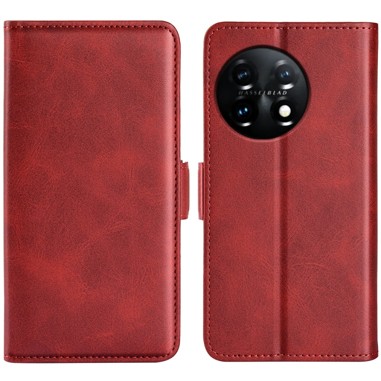 For OnePlus 11 Dual-side Magnetic Buckle Leather Phone Case(Red) - OnePlus Cases by buy2fix | Online Shopping UK | buy2fix