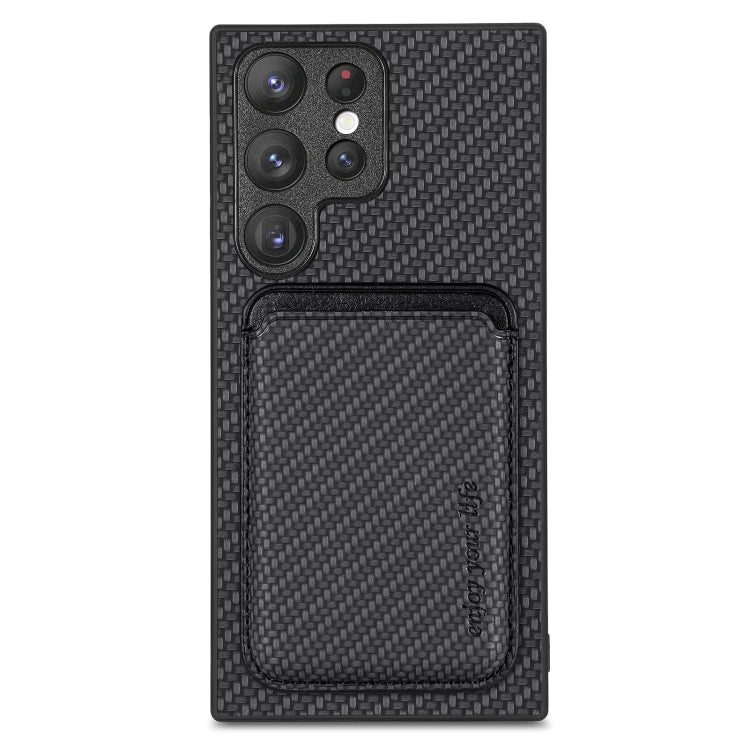 For Samsung Galaxy S22+ 5G Carbon Fiber Leather Card Magsafe Magnetic Phone Case(Black) - Galaxy S23+ 5G Cases by buy2fix | Online Shopping UK | buy2fix