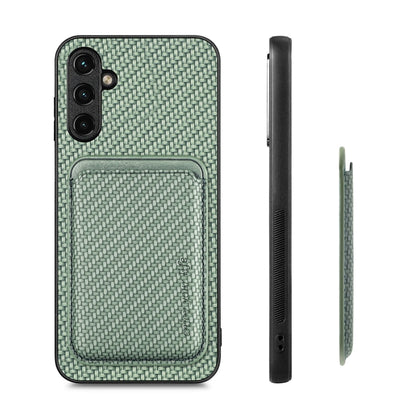 For Samsung Galaxy A14 5G Carbon Fiber Leather Card Magsafe Magnetic Phone Case(Green) - Galaxy Phone Cases by buy2fix | Online Shopping UK | buy2fix