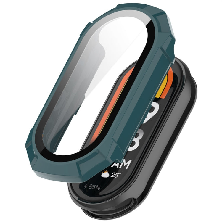 For Xiaomi Mi Band 8 ENKAY Hat-Prince Full Coverage PC Frame + Tempered Glass Film Watch Case(Green) - Watch Cases by ENKAY | Online Shopping UK | buy2fix