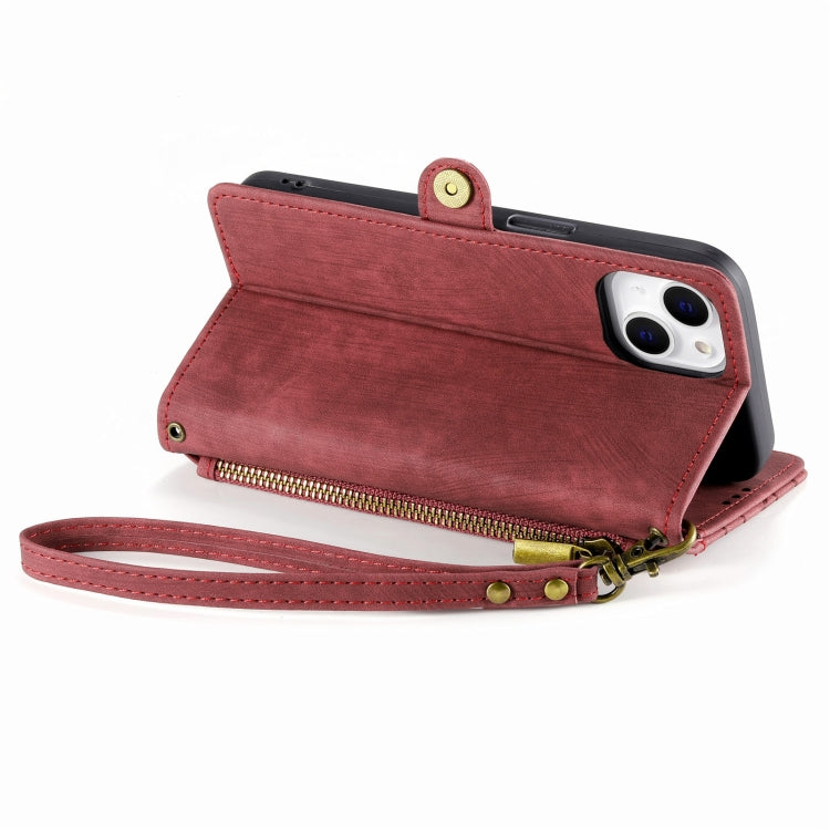 For iPhone X / XS Geometric Zipper Wallet Side Buckle Leather Phone Case(Red) - More iPhone Cases by buy2fix | Online Shopping UK | buy2fix