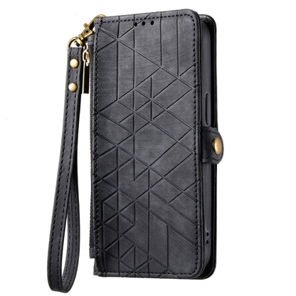 For Google Pixel 7 Pro Geometric Zipper Wallet Side Buckle Leather Phone Case(Black) - Google Cases by buy2fix | Online Shopping UK | buy2fix