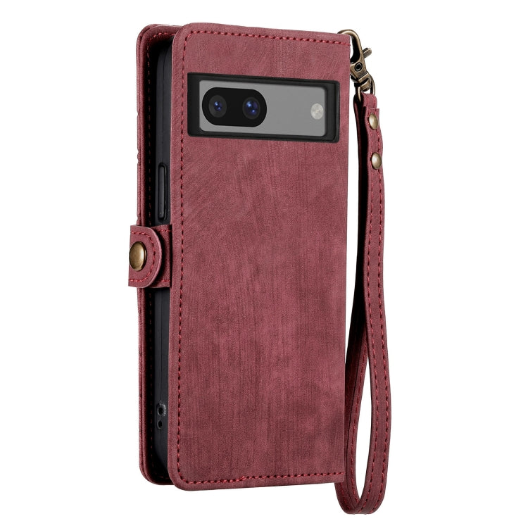 For Google Pixel 6 Geometric Zipper Wallet Side Buckle Leather Phone Case(Red) - Google Cases by buy2fix | Online Shopping UK | buy2fix