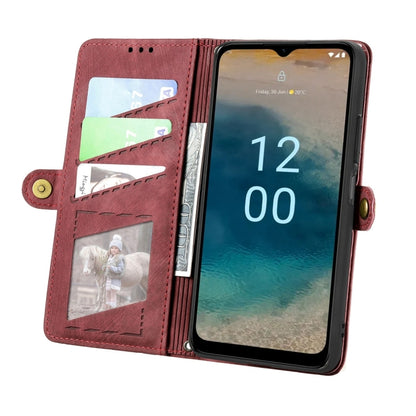 For Nokia G22 Geometric Zipper Wallet Side Buckle Leather Phone Case(Red) - Nokia Cases by buy2fix | Online Shopping UK | buy2fix