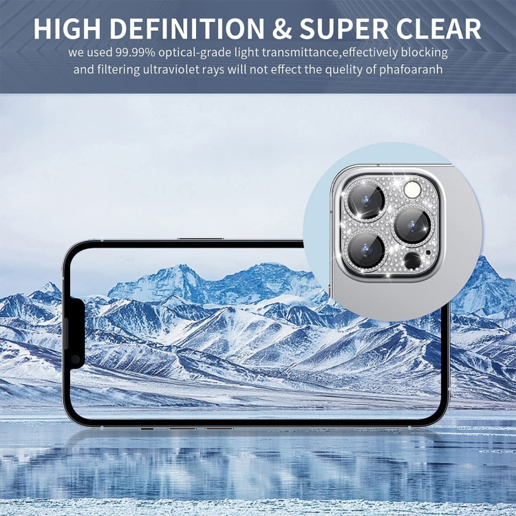 For iPhone 15 Pro / 15 Pro Max ENKAY Hat-Prince Blink Diamond Camera Lens Aluminium Alloy + Tempered Glass Full Coverage Protector(Sierra Blue) - iPhone 15 Pro Tempered Glass by ENKAY | Online Shopping UK | buy2fix