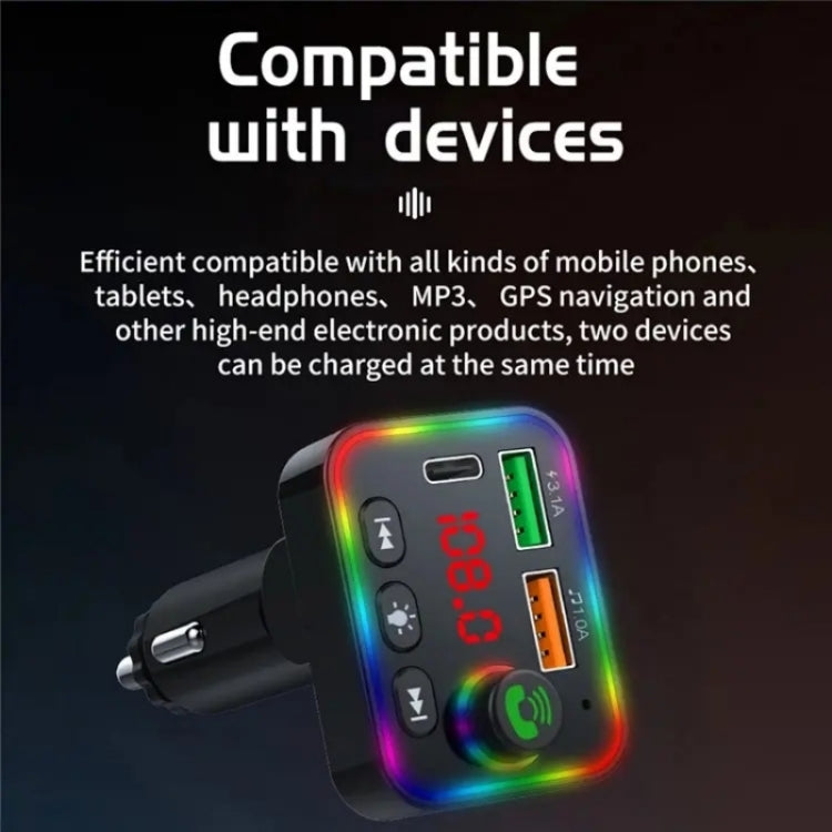 P4 Car FM Transmitter PD Fast Charger Car Charger Support U Disk Bluetooth Hands-free Calling - Car Charger by buy2fix | Online Shopping UK | buy2fix