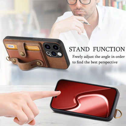 For iPhone 15 Pro Max Retro Cross Wristband Wallet Leather Back Phone Case(Brown) - iPhone 15 Pro Max Cases by buy2fix | Online Shopping UK | buy2fix