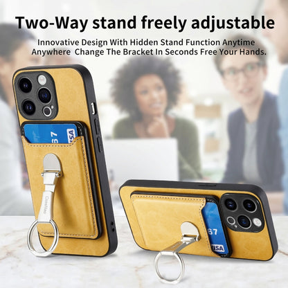 For iPhone 15 Pro Max Skin Feel Ring Holder Wallet Magnetic Phone Case(Yellow) - iPhone 15 Pro Max Cases by buy2fix | Online Shopping UK | buy2fix