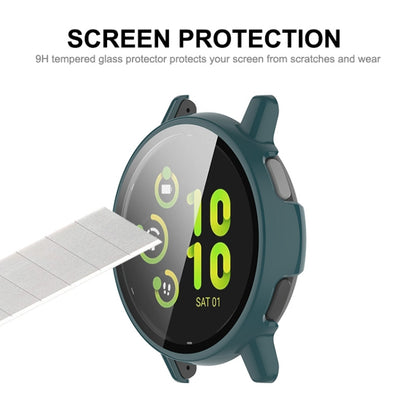 For Garmin Active 5 ENKAY Hat-Prince Full Coverage PC + Tempered Glass Film Integrated Watch Case(Dark Green) - Watch Cases by ENKAY | Online Shopping UK | buy2fix