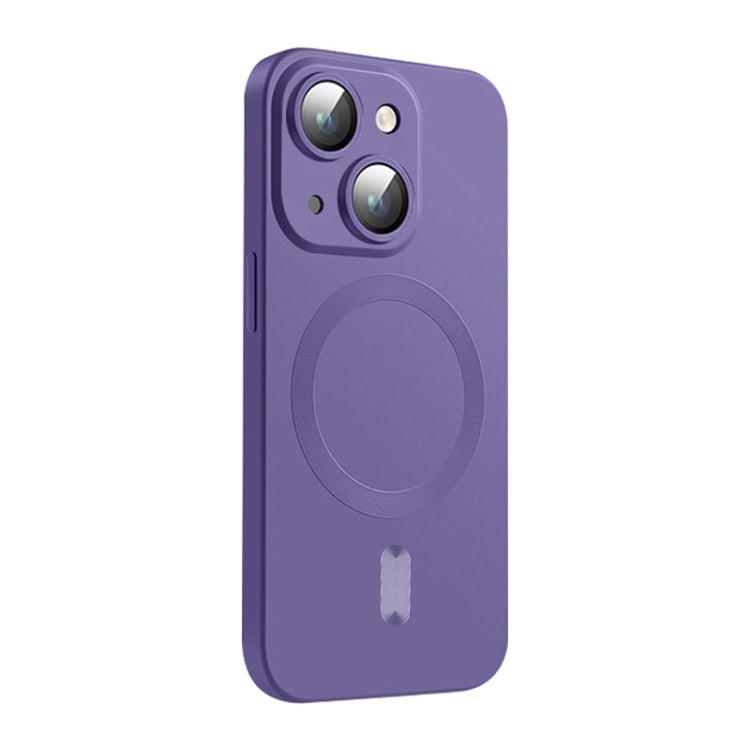 For iPhone 15 ENKAY MagSafe Matte TPU Phone Case with Lens Film(Purple) - iPhone 15 Cases by ENKAY | Online Shopping UK | buy2fix