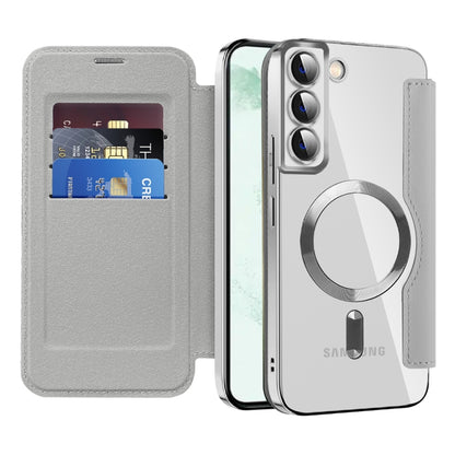 For Samsung Galaxy S22 5G MagSafe Magnetic RFID Anti-theft Leather Phone Case(Grey) - Galaxy S22+ 5G Cases by buy2fix | Online Shopping UK | buy2fix