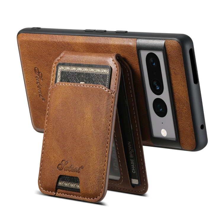 For Google Pixel 7 Pro Suteni H15 Oil Eax Leather Detachable Wallet Back Phone Case(Brown) - Google Cases by Suteni | Online Shopping UK | buy2fix