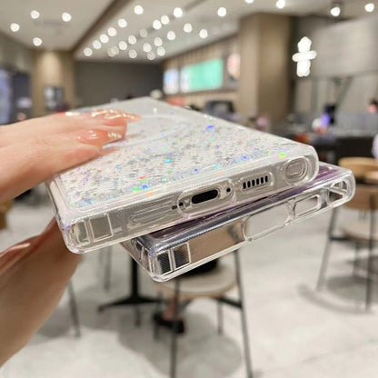For Samsung Galaxy S24+ 5G MagSafe Glitter Hybrid Clear TPU Phone Case(White) - Galaxy S24+ 5G Cases by buy2fix | Online Shopping UK | buy2fix